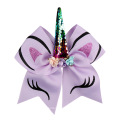 Latest Fashion Baby Hair Ties Girls Unicorn Sequin Bows Ribbon Hair Accessories For Kids